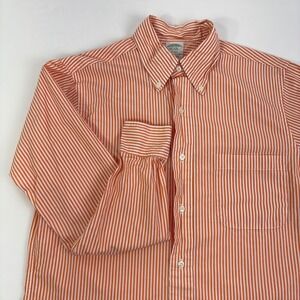 Brooks Brothers Milano‎ Orange White Stripe Button Down Shirt 100% Cotton 15 33